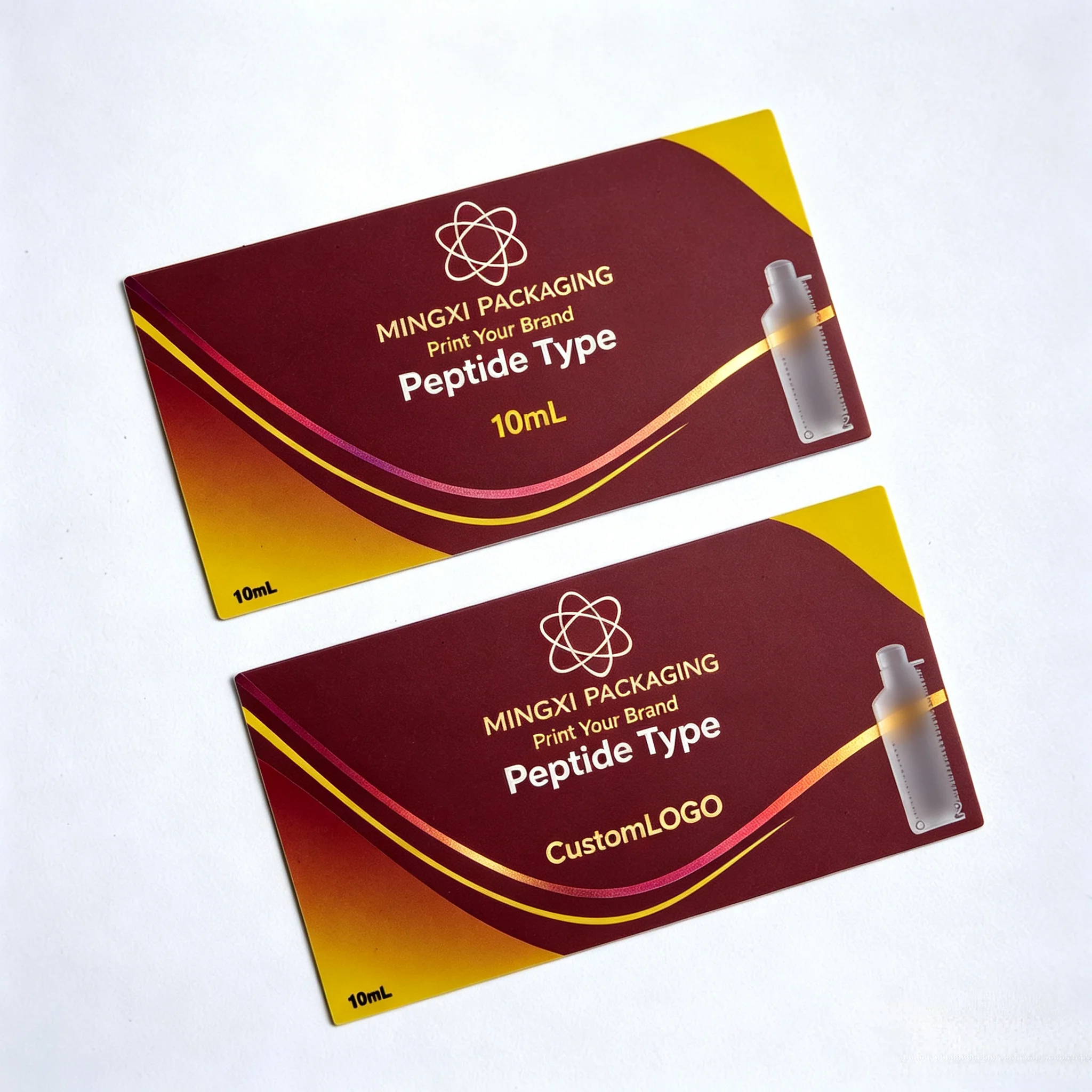 Premium Holographic Waterproof Vinyl Labels Custom Service Free Design for 3ml 10ml Cosmetic Fitness Peptide Vials