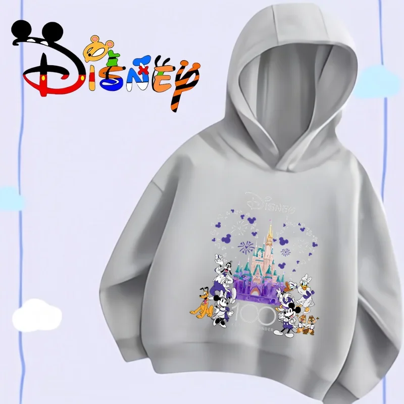 New children\'s hoodie fall Disney 100 years Mickey cartoon pattern print fashion men and women hooded children\'s hoodie coat