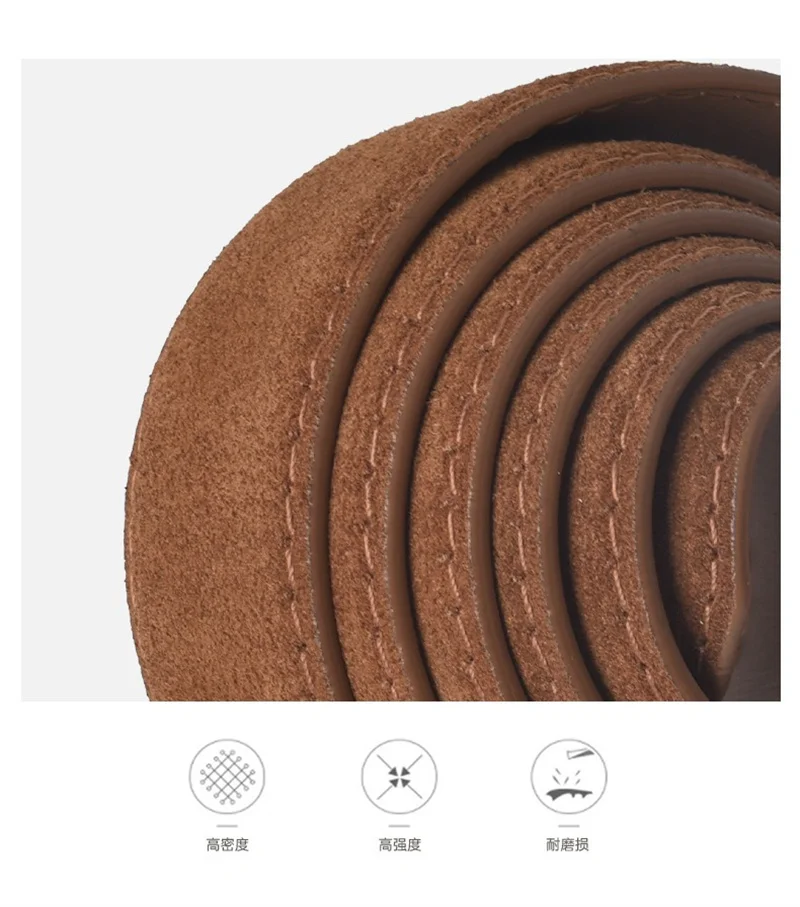 New Double Genuine Leather Belt for Women Cowhide Suede Belts with Trendy Square Alloy Buckle Ideal for Dresses and Jeans