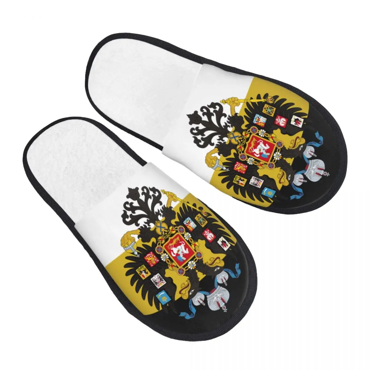 

Custom Russian Empire Flag Memory Foam Slippers Women Comfy Warm Russia Proud House Slippers