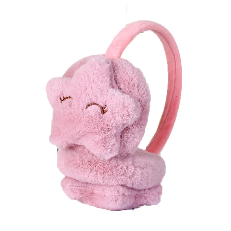 Earmuff Hangat Lucu Baru Musim Dingin untuk Anak Perempuan dan Laki-laki Earcap Bintang Mewah Senyum Hangat Lembut Penutup Telinga Earmuff Anak-anak Indah