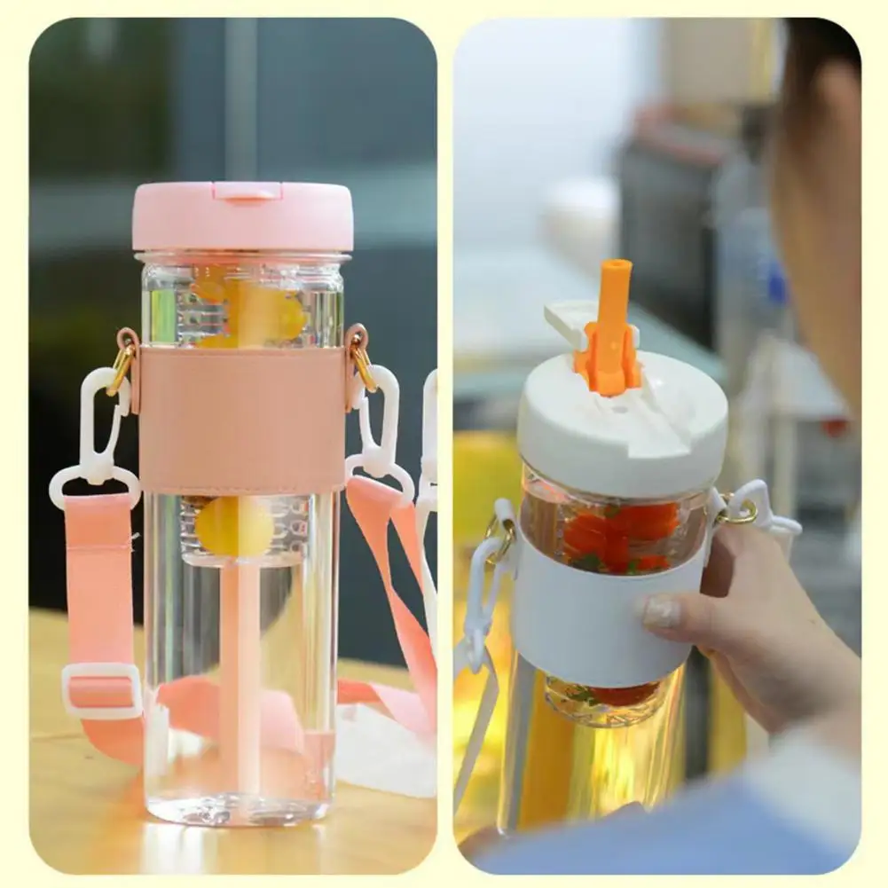 Outdoor Water Bottle Water Bottle with Straw Food Grade Shatter-proof Tumbler Leak Resistant Wide Mouth Fruit Infuser Water