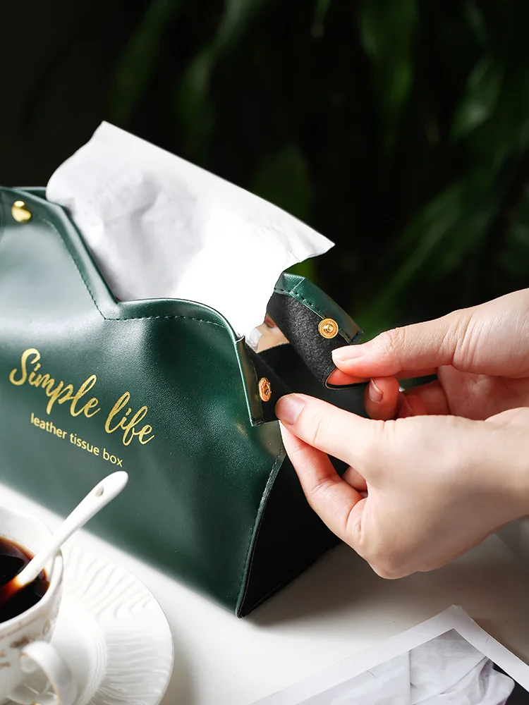 Leder Tissue Box Serviettenhalter Auto Tissue Box Hause Wohnzimmer Halter Fall Lagerung Hotel Karton Haushalt Hause Große Lagerung – Detail 4