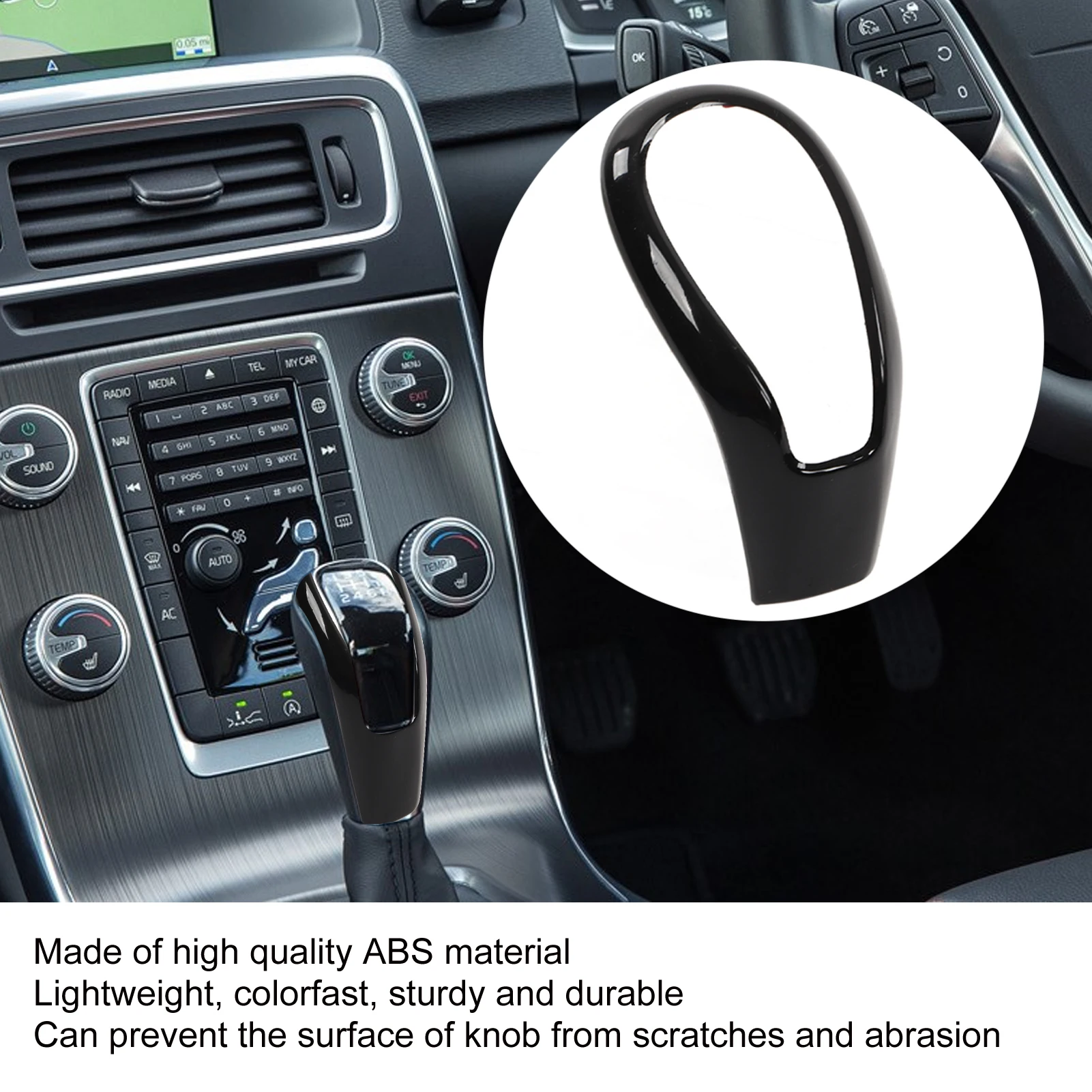 

Black Gear Shift Head Cover Trim Shifter Knob Frame Sticker Replacement for XC60 V40 S80 Shifter Knob Frame Cover