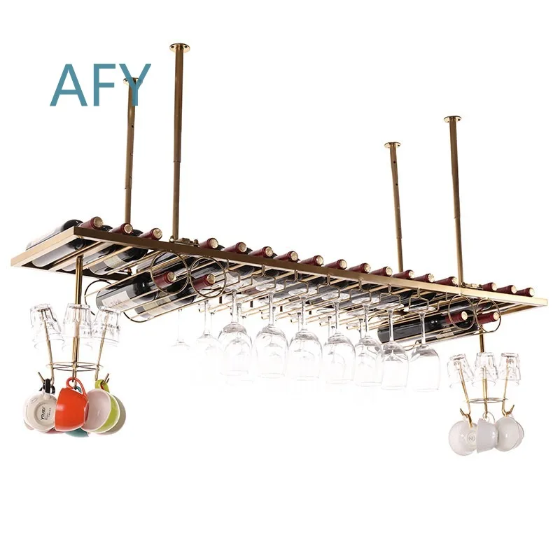 Home Bar Counter Red Wine Glass Holder Upside Down for European Style Kitchen Decor Stainless Steel Goblet Rack Wall Mounted