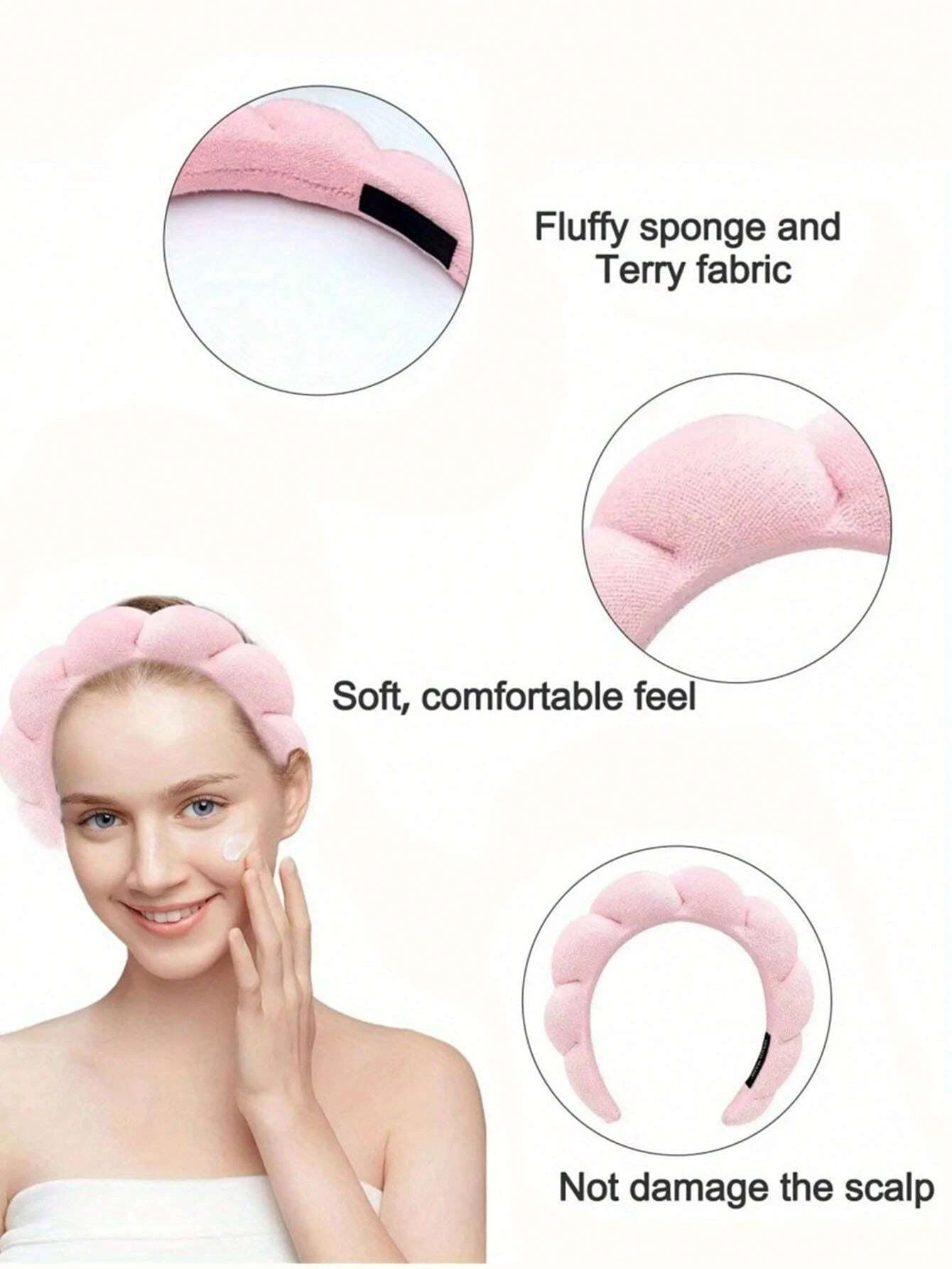 Set di 3 fasce e cinturini per Spa in fibra di lusso-morbidi e confortevoli-Set di accessori per capelli da donna per il trucco