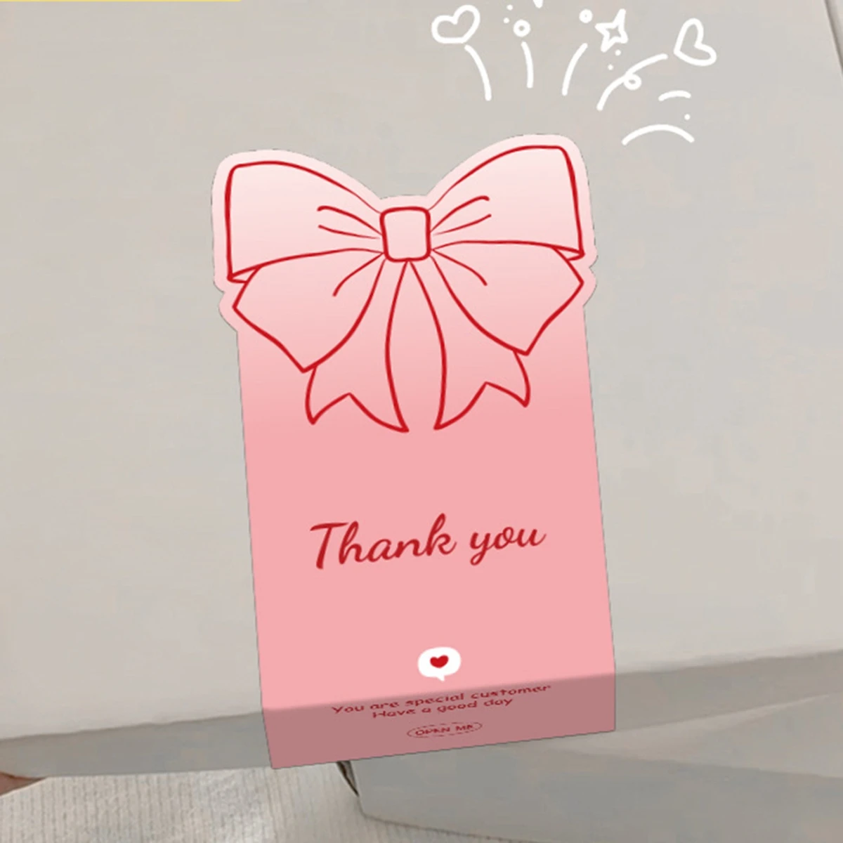 50 قطعة ملصقات شكر وردية اللون ملصقات على شكل فيونكة لطيفة على شكل صندوق هدايا وردي ملصقات ختم ملصقات زخرفية ، 60*120 مللي متر #4