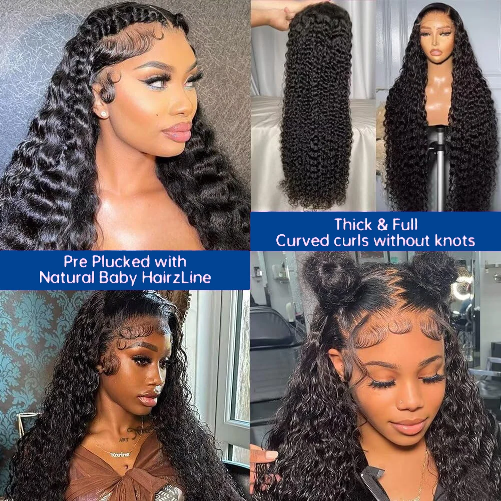 Deep Curly Lace Front Human Hair Wig For Black Women Pre Plucked HD Lace Front Wigs Human Hair 13x4 Deep Wave Lace Frontal Wig