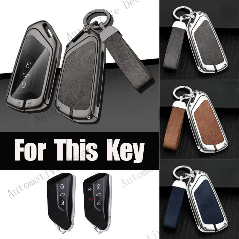 Z+ Zinc Alloy TPU Leather Car Key Fob Case Cover For VW Golf 8 MK 8 Skoda Octavia