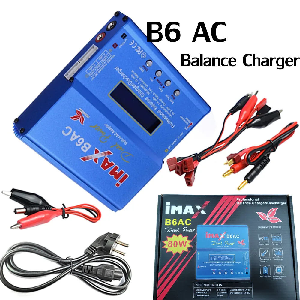 IMAX B6AC 80W Balance Charger with LCD Screen 6A Balance Charger Li-ion LiFe Nimh Nicd PB Lipo Battery Discharger