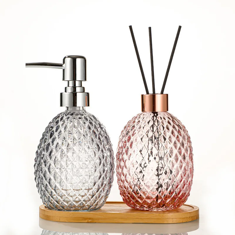 Oval Glass Press Sub-bottle Shampoo Body Wash Bottle Soap Dispenser Empty Bottle High Value Hand Sanitizer Bottle