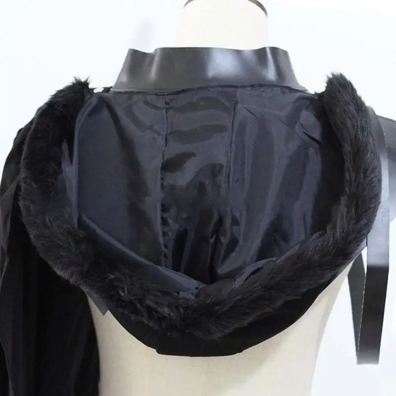 39BD Männer Steampunk Gothic Vintage Schwarz Mittelalterlichen Achselzucken Schal Halloween Kostüm Erwachsene Mantel Kostüm – Detail 9