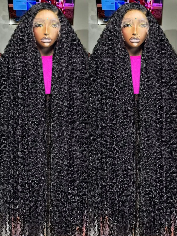 250% Density HD 13X6 Transparent Deep Water Wave Curly Human Hair Lace Frontal Wig 40 42 46 Inch 13X4 Lace Front Human Hair Wigs