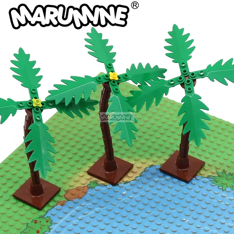 Marumine MOC 30338 Plastic Stem Base with Legs 2 Holes Coconut Tree 6148 Building Block Kit Plant Accessories Toys Gifts Models