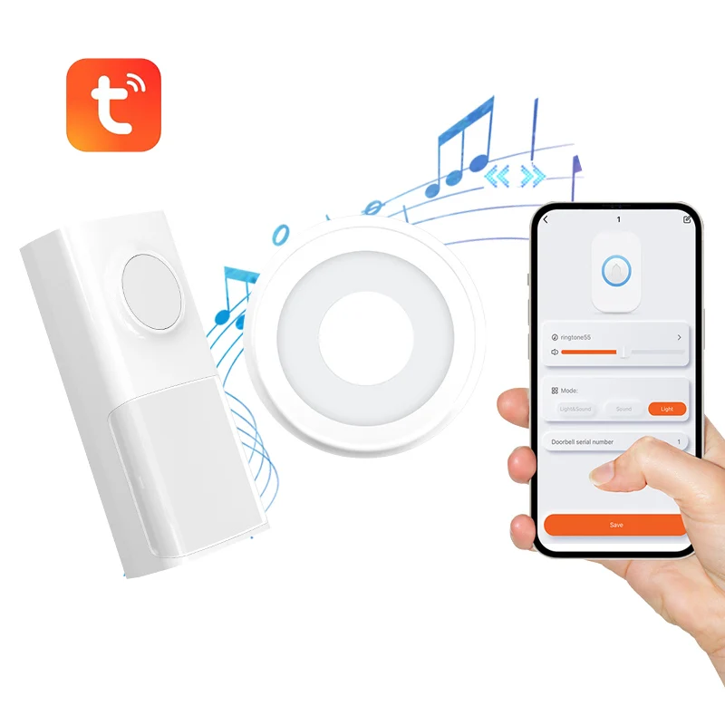58 Ringtone  Tuya APP WIFI Door Ring  200M Wireless Long Distance Doorbell Self-power Welcome Chime