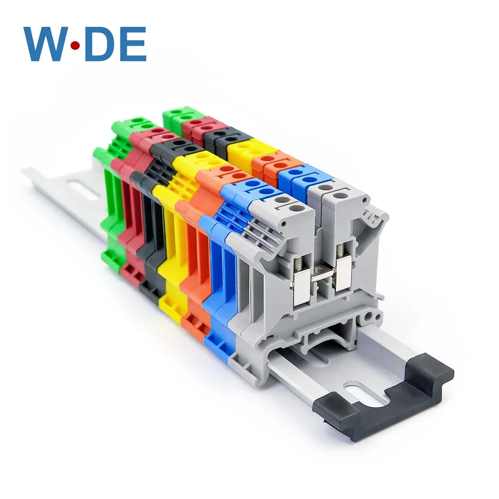 Din Rail Terminal Block UK-5N Universal Connector Screw Connection Electrical Wiring Conductor UK5N Terminal Strips Block 10pcs