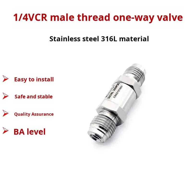 Hot Sale 316L BA Grade Stainless Steel Manual Check Valve 1/4 VCR Male Thread Non-Return Valve Special   Valve