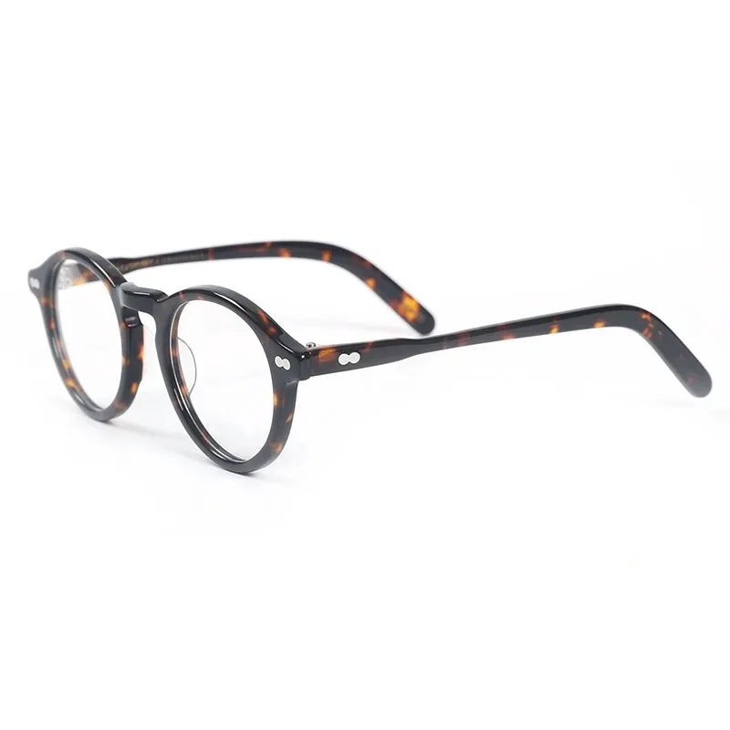 Runde Vintage-Acetat-Brille im Johnny-Depp-Lemtosh-Stil für Herren und Damen, Computerbrille, Luxusmarken-Brillengestell – Detail 11