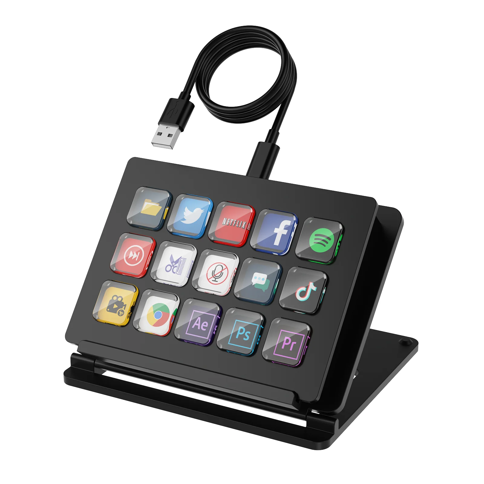 

LED Shortcut Stream Studio Controller 15 Keys Trigger Action for App, OBS, Twitch, Youtube, Computer PC