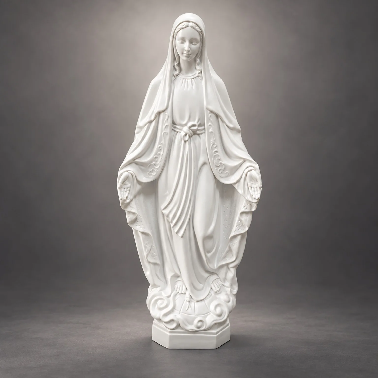 White Virgin Mary and Sacred Heart Jesus Statues Christian Religious Figurines for Prayer Room Home Shelf Decor