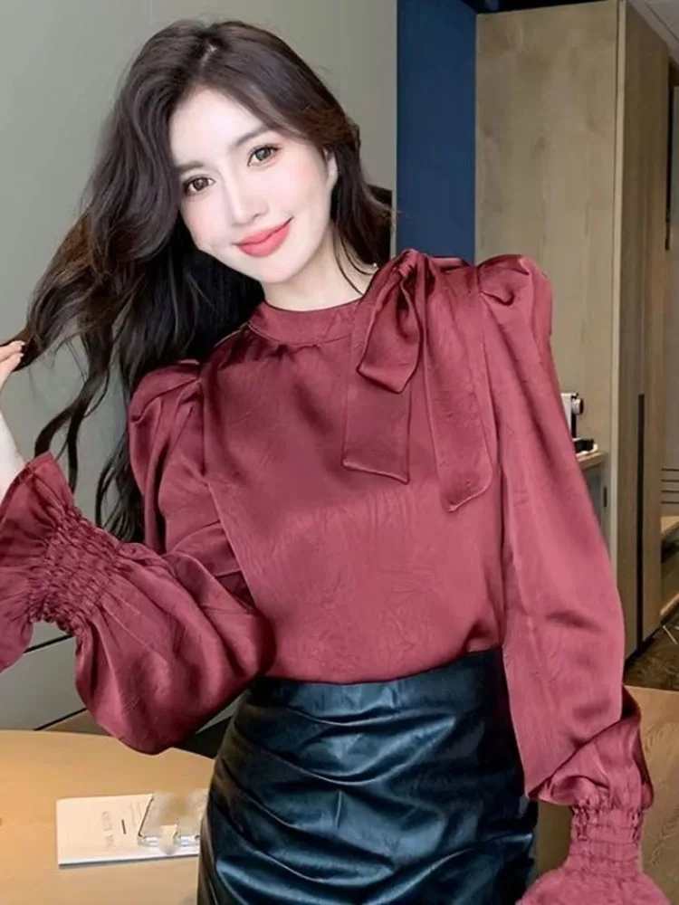 

Женская рубашка и блузка, однотонная роскошная дизайнерская молодежная женская одежда, распродажа одежды в Корейском стиле, популярные элегантные шифоновые женские топы