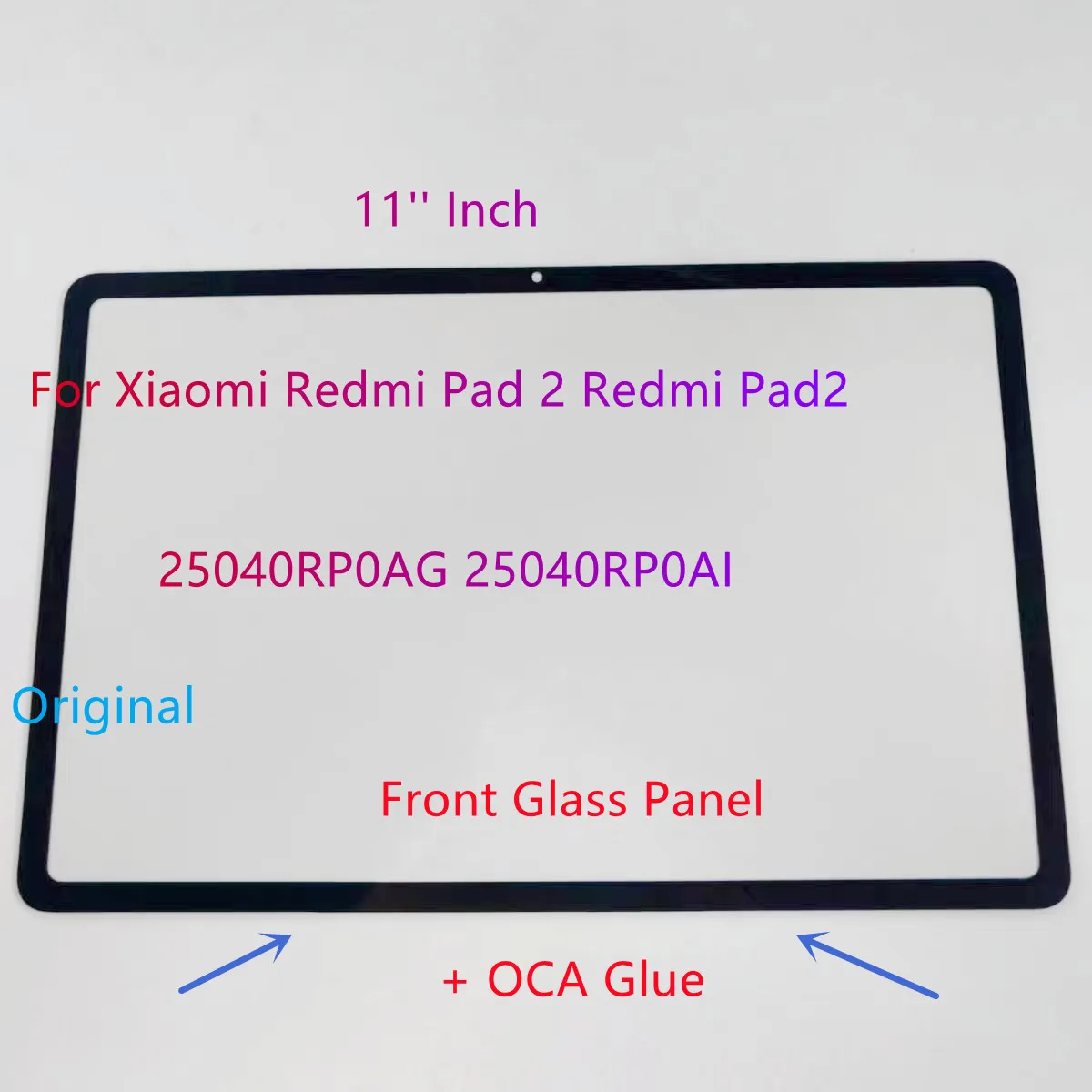 

New 11'' Inch For Xiaomi Redmi Pad 2 Redmi Pad2 25040RP0AG 25040RP0AI Front Glass Touch Screen Outer Panel +OCA Glue 100% Tested