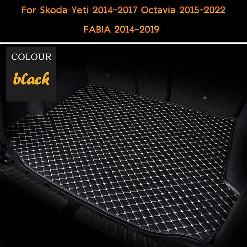 

Customized For Skoda Yeti 2014-2017 Octavia FABIA Artificial Leather Car Trunk Mat Interior Details Carpet Car Accessories