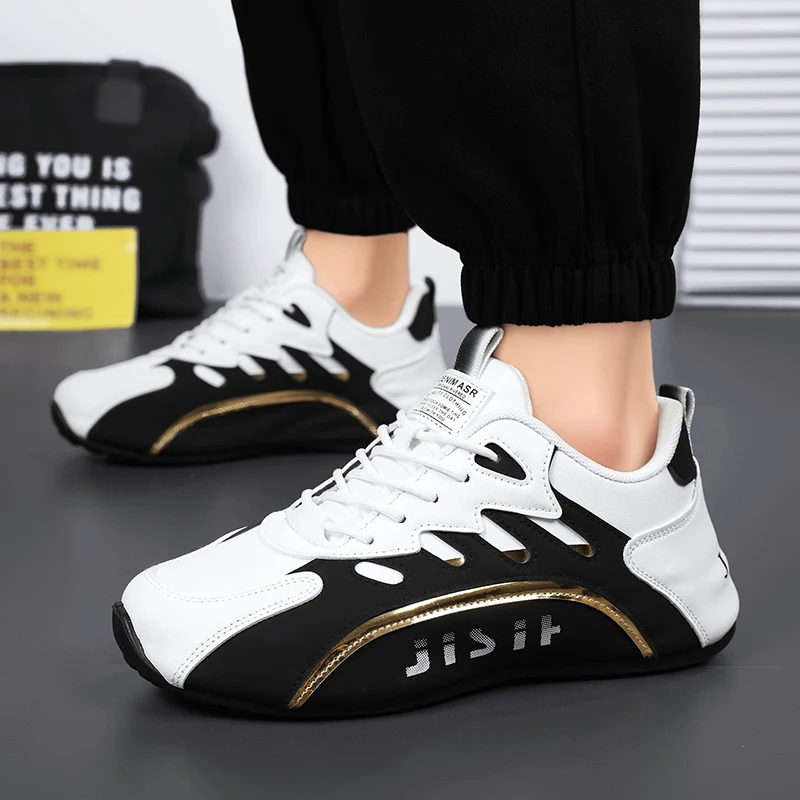 

Дышащие мужские кроссовки из искусственной кожи на шнуровке, осенняя распродажа, мужская повседневная обувь, модная и удобная обувь для отдыха на плоской подошве