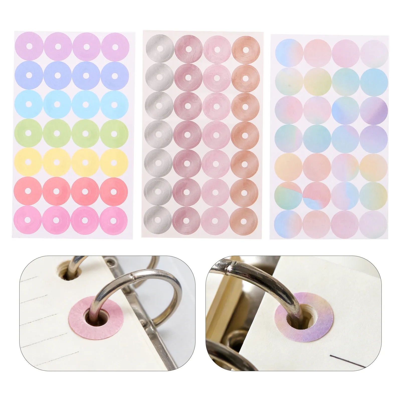 

24 листа самоклеящихся круглых наклеек для усиления перфорации, 68x11.6 мм, легко удаляемые, для укрепления перфорации в папках и блокнотах