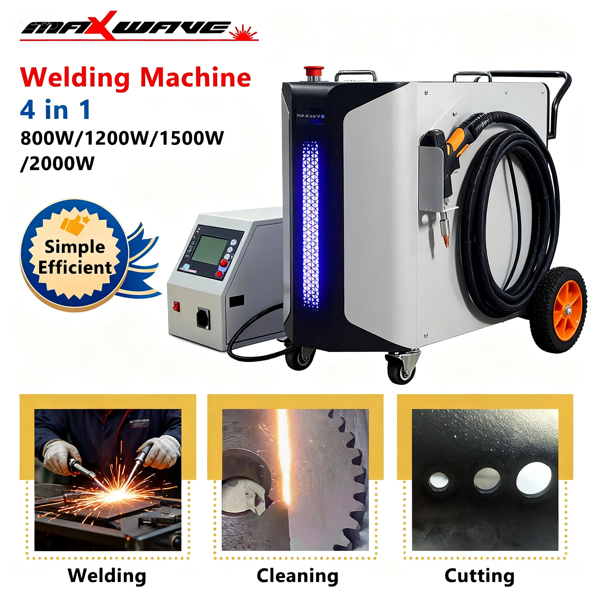 

Ручной сварочный аппарат с воздушным охлаждением для оптоволокна 4 в 1, сварка/очистка/резка для металлического волоконного лазерного аппарата, быстрая скорость