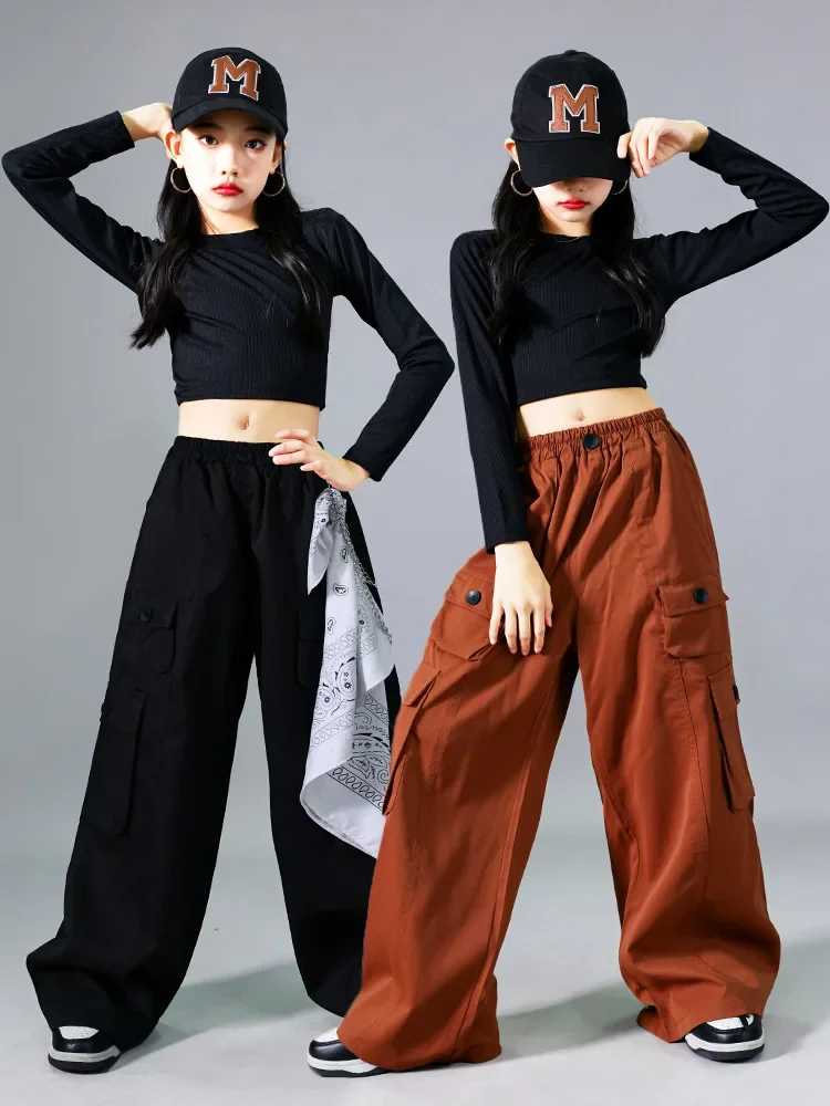 Jazz-Tanzkostüm für Mädchen, Hip-Hop-Streetdance-Outfit, langärmeliges Hosen-Set für Übungen, Bühnenauftritte und KPOP-Tanz. – Detail 1