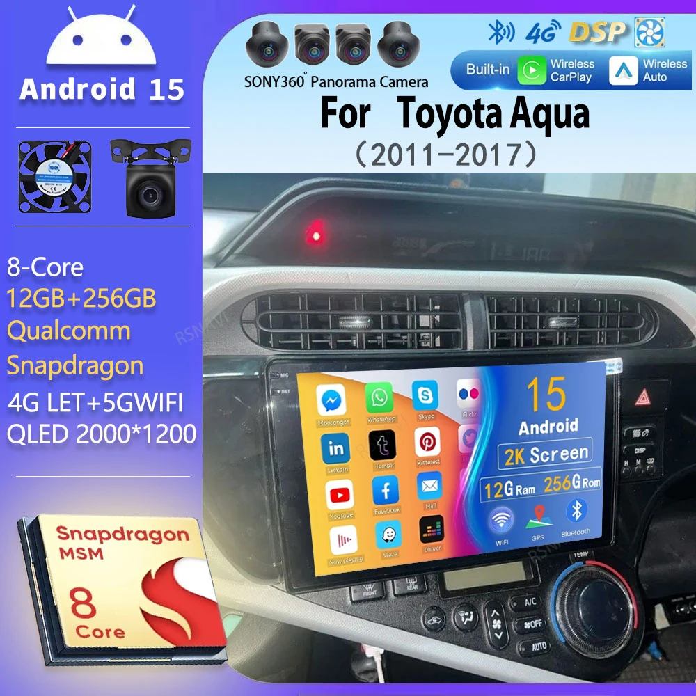 

Android 15 Wi-Fi + 4G Carplay Автомобильный радиоприемник для Toyota Aqua LHD RHD 2011-2017 Правая навигация GPS Видеоплеер Стерео DVD Мультимедиа
