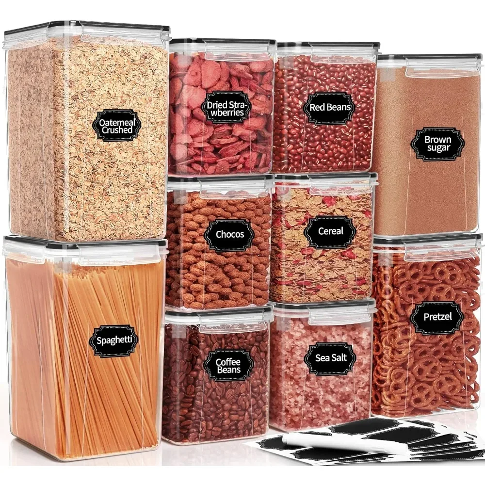 

Large Airtight Food Storage Containers with Lids, 10PCS Plastic Cereal Storage Containers, Kitchen & Pantry Organizers