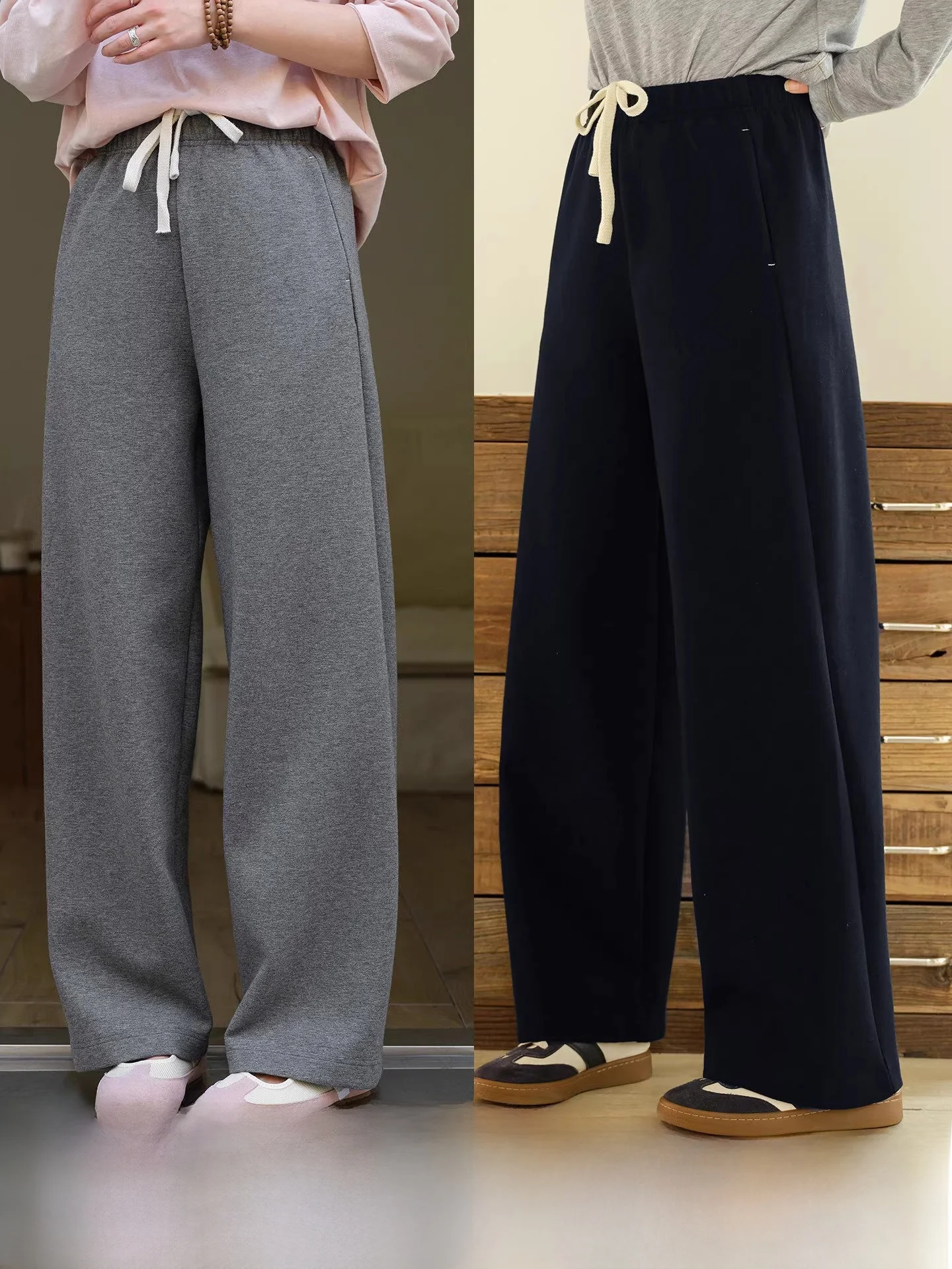 

Шелковые шерстяные брюки из воздушного хлопка с широкими штанинами для женщин, повседневные свободные брюки, утягивающие спортивные штаны, удобные хлопковые женские джинсы