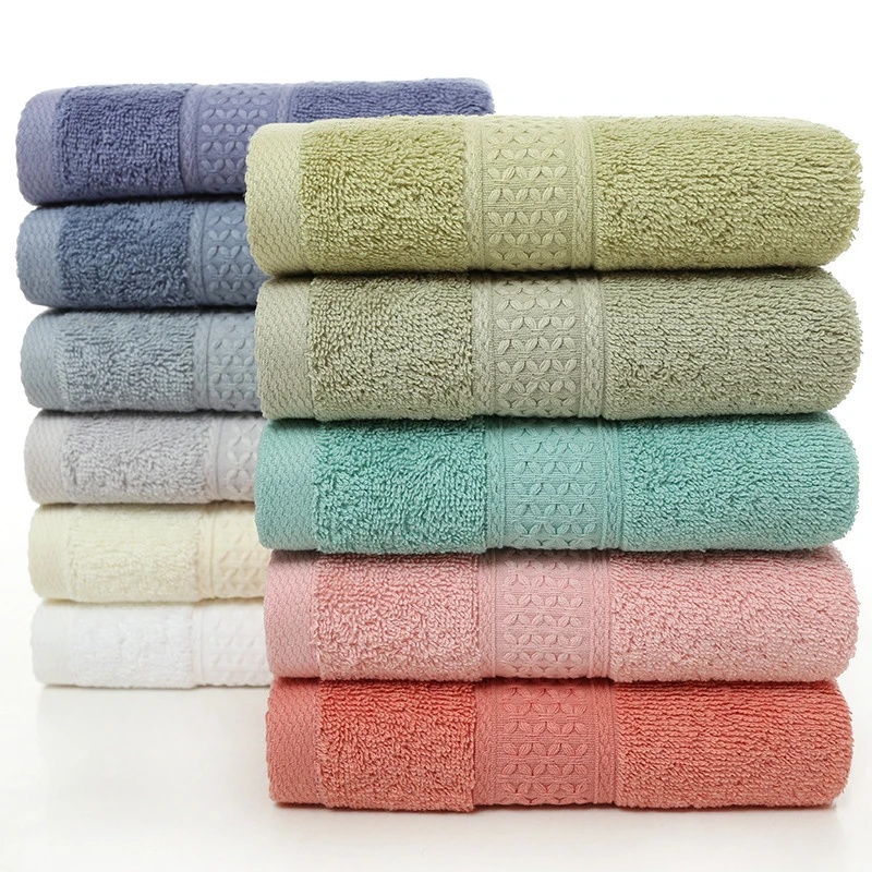 New thickened 100% pure cotton household towel, soft and absorbent adult bath towel, jacquard plain color adult large towel