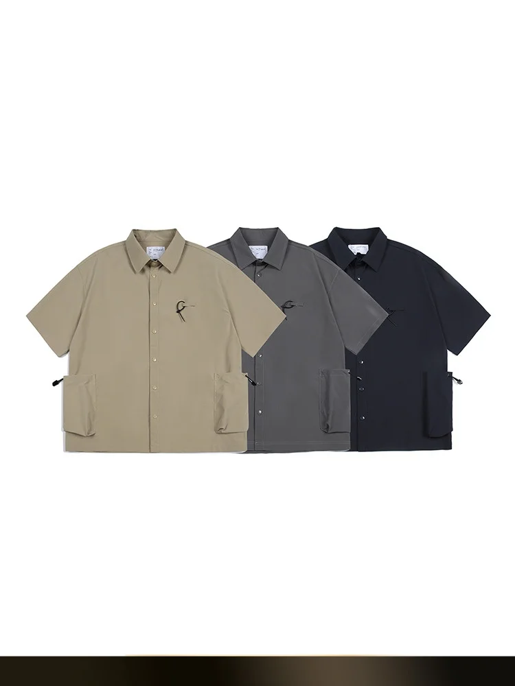 

Рубашка NTED Mountain Series в функциональном стиле для активного отдыха, летняя, модная, однотонная, универсальная, с воротником, в рабочем стиле