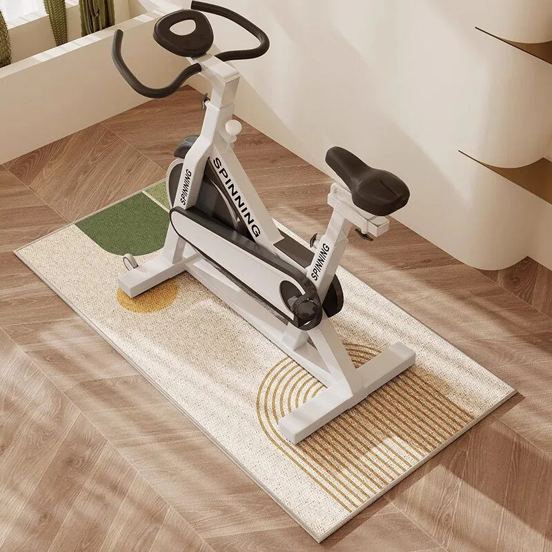 Spinning Bike Carpet Non-slip Floor Mat Beige Striped Minimalist Rug Fitness Treadmill Mats Home Decoration Rugs for Living Room