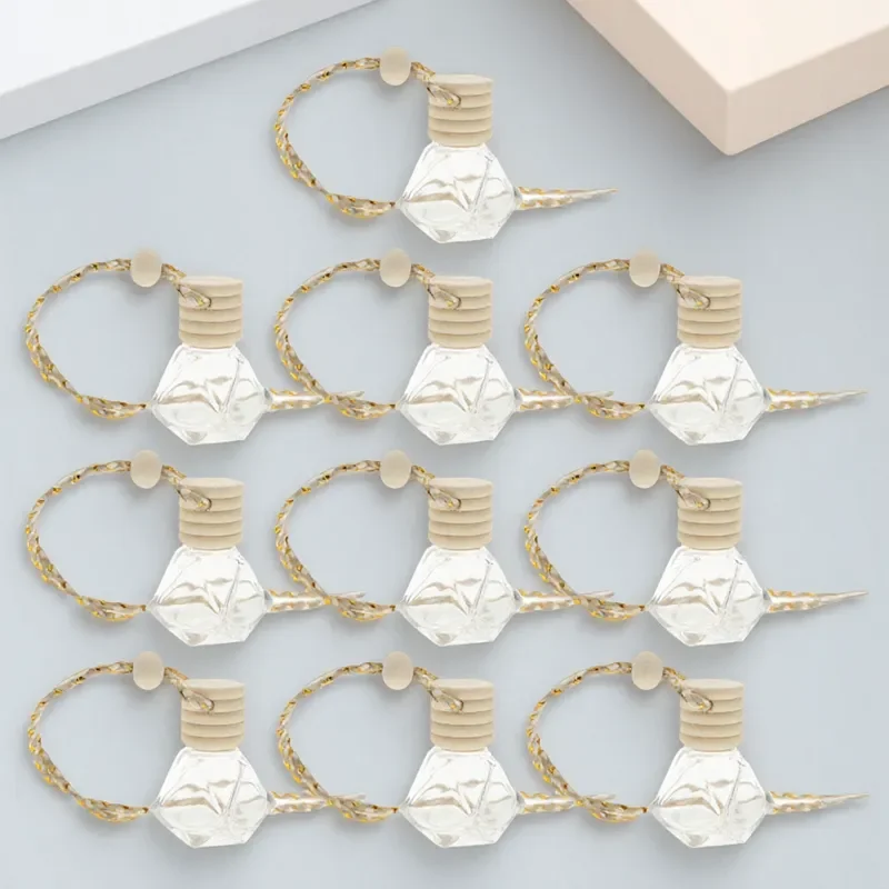 

10pcs Perfume Bottle Mini Diffusers Car Hanging Aromatherapy Empty Glass Essential Oil Containers Decorative Accessories