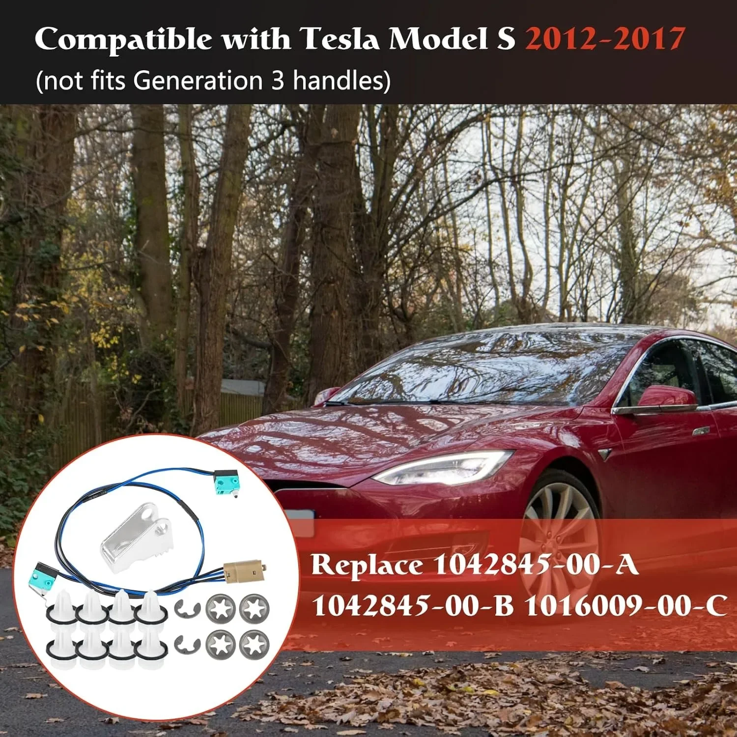 For 1042845-00-A 1042845-00-B 1016009-00-C Door Handle Repair Kit For Tesla Model S 2012-2017 Replaces