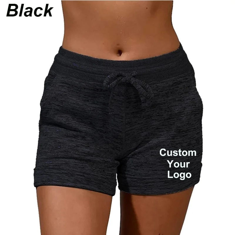 Summer Women's Custom Your Logo High Waist Shorts Quick-drying Sports Fitness Yoga Pants Casual Drawstring Wide Leg Shorts for L