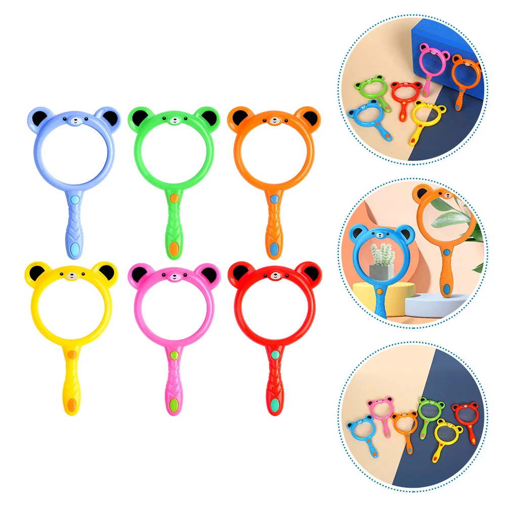 6 Pcs Children's Cartoon Magnifying Glass Detailed Inspection Magnifier Makeup Glasses Mini Hobby Toys Tots Outdoor