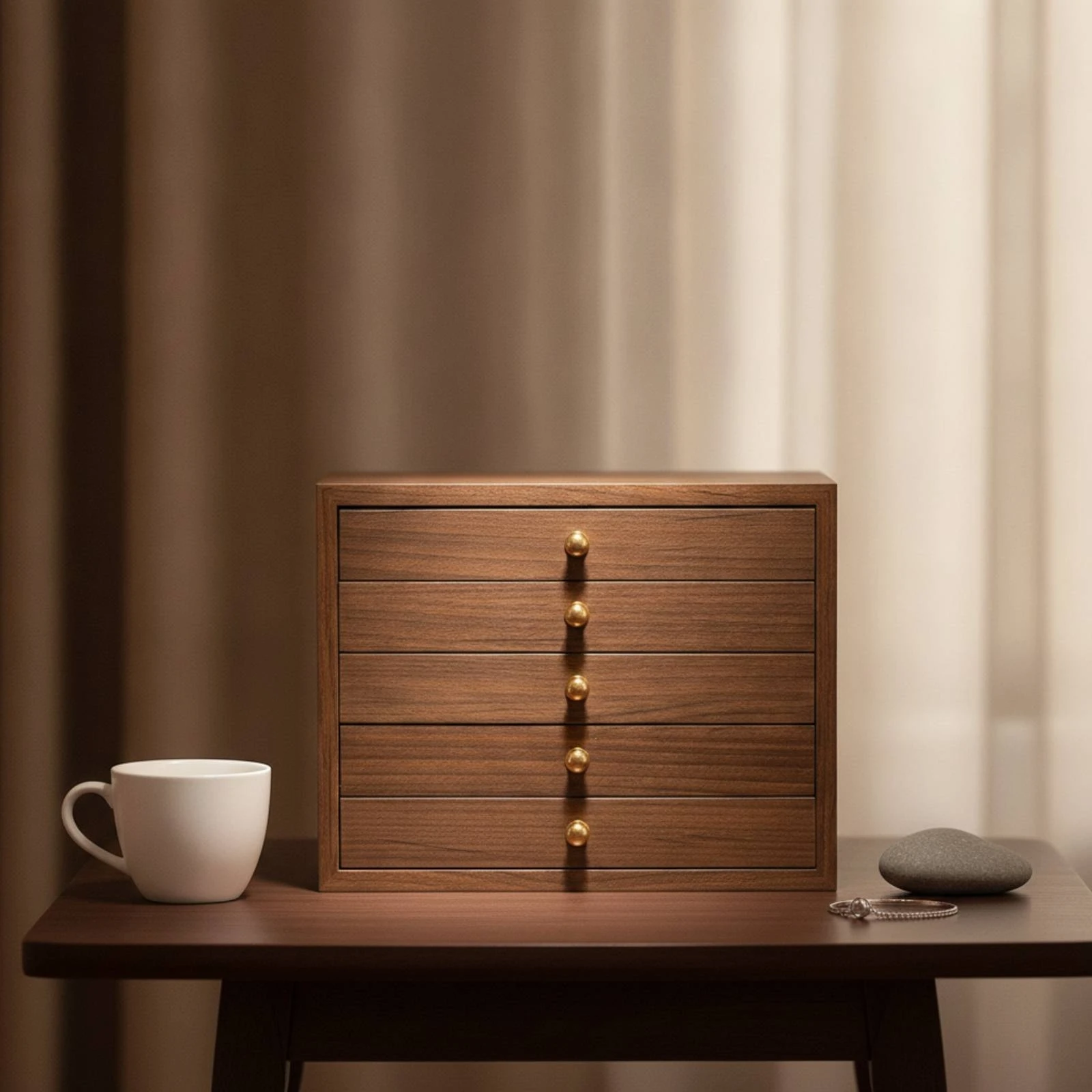 Wooden Jewelry Storage Box Dust-Proof Compartmented Jewelry Storage Box with Lined Interiors Space-Saving Sturdy