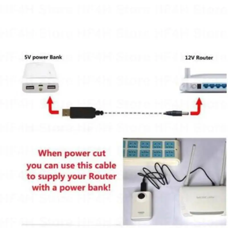 5V 9V 12V DC to Type A USB Power Boost Line Step UP Module USB Male Converter Adapter Cable 5.5mm*2.1mm Plug Jack Power Cable B4