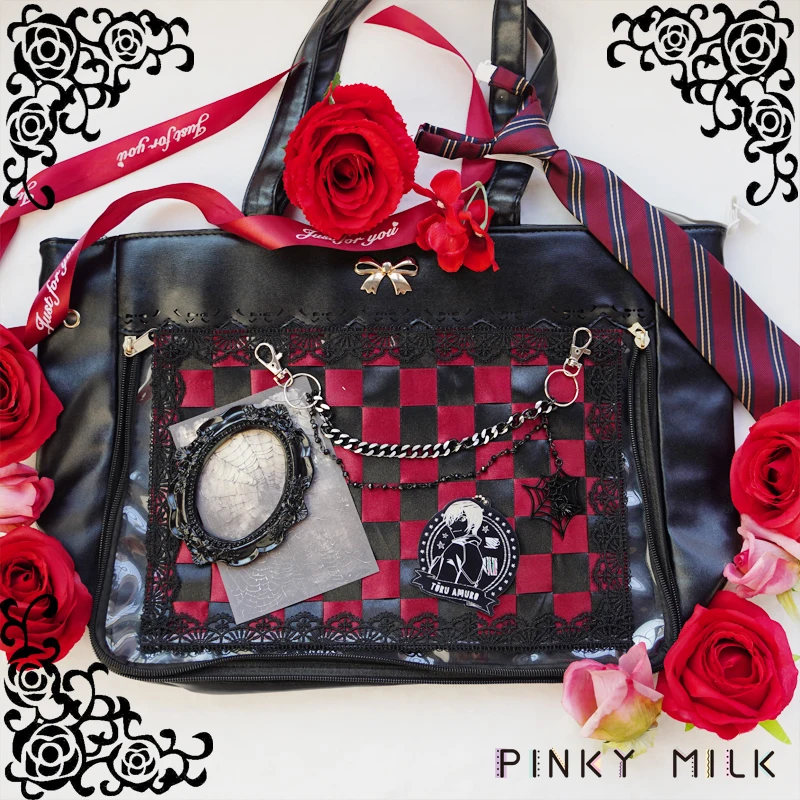 Cosplay Ita Bag Insert Board Goods Display Lace Backplate Ribbon Hand Made Grid Card Holder Insert Board Decorative