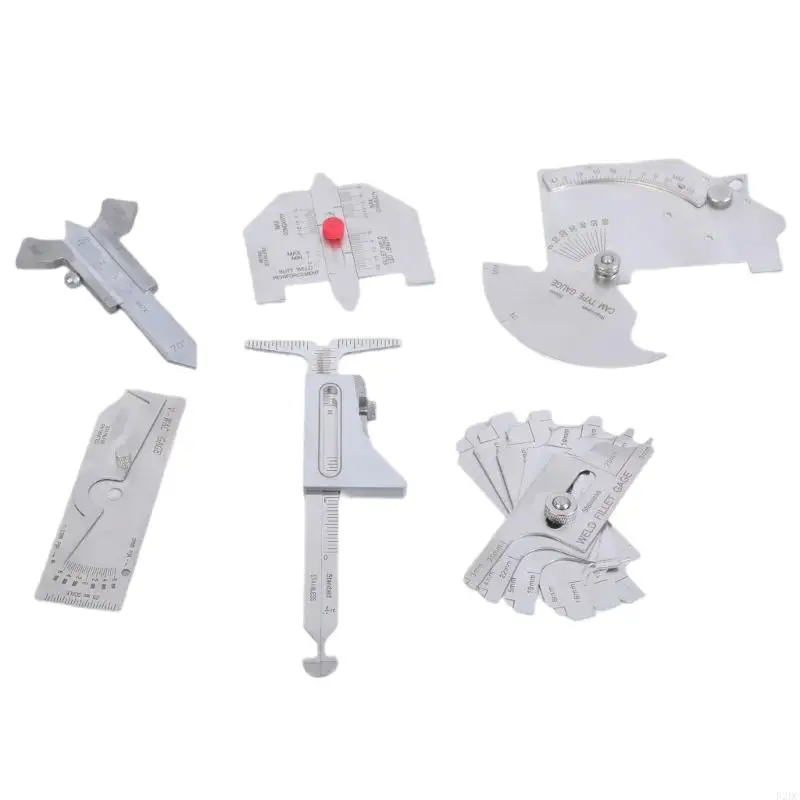 

02DC Comprehensive 6pcs Welding Inspection Gauges set Steel Welding Gauges Set Simple to Use for Accurate Quality Assessment