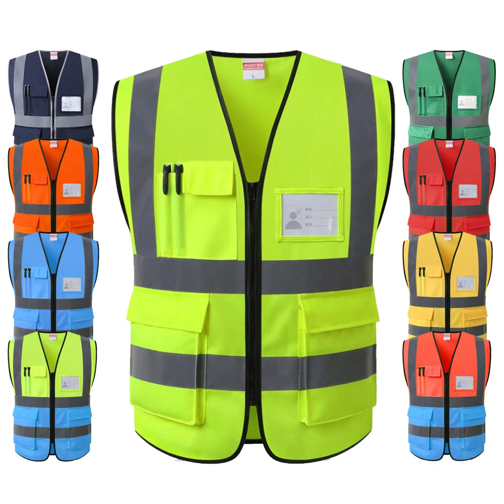 Mesh Safety Vest High Visibility Reflective Vest with Pockets and Zipper Meets ANSI/ISEA Standards