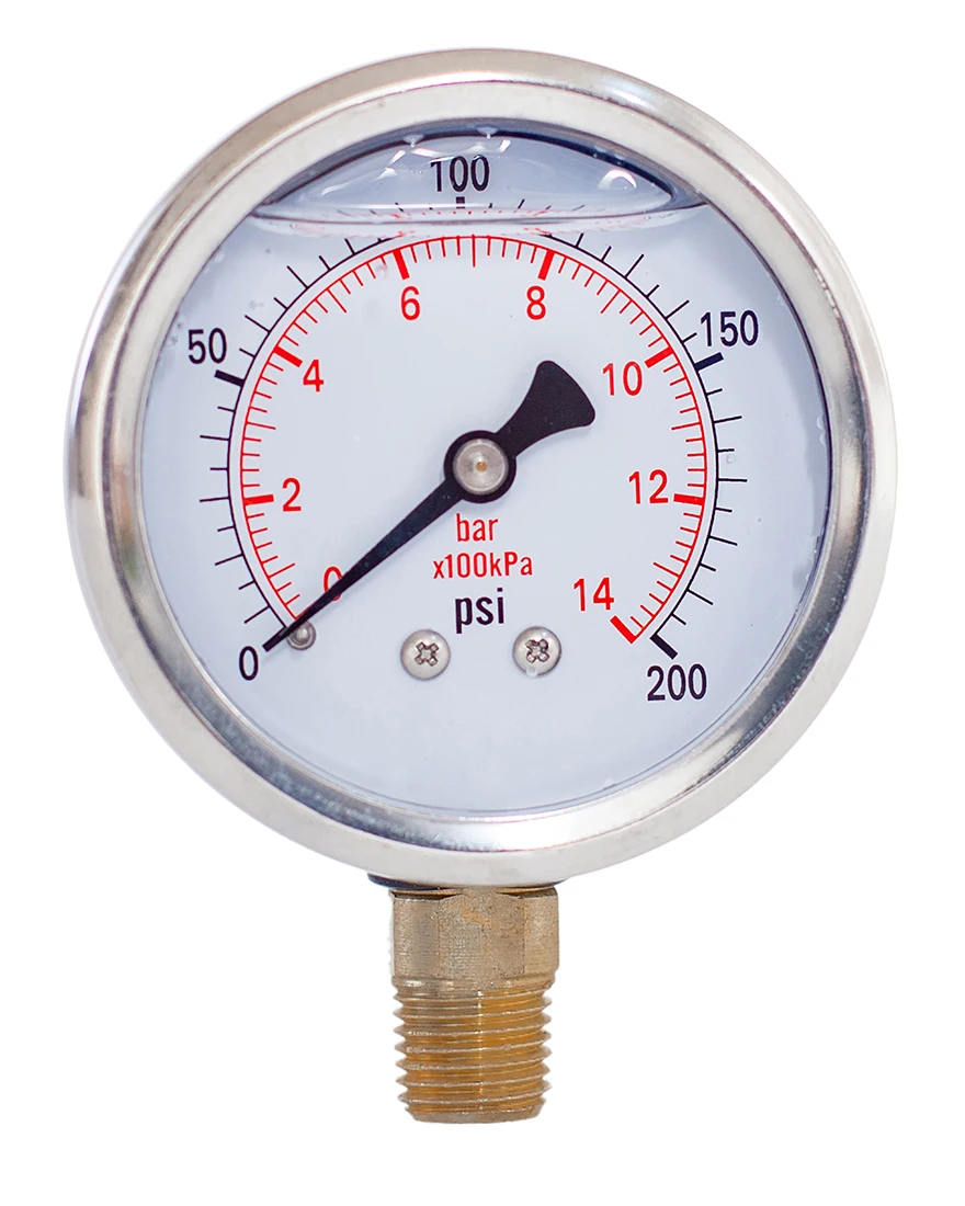 JIVTO mit Glyzerin gefülltes Compound-Manometer, 2 Zoll Durchmesser, 1/4 NPT, untere Montage, -30 Zoll Hg-30,30, 60,100,160, 200,300,600 psi und Bar – Detail 15