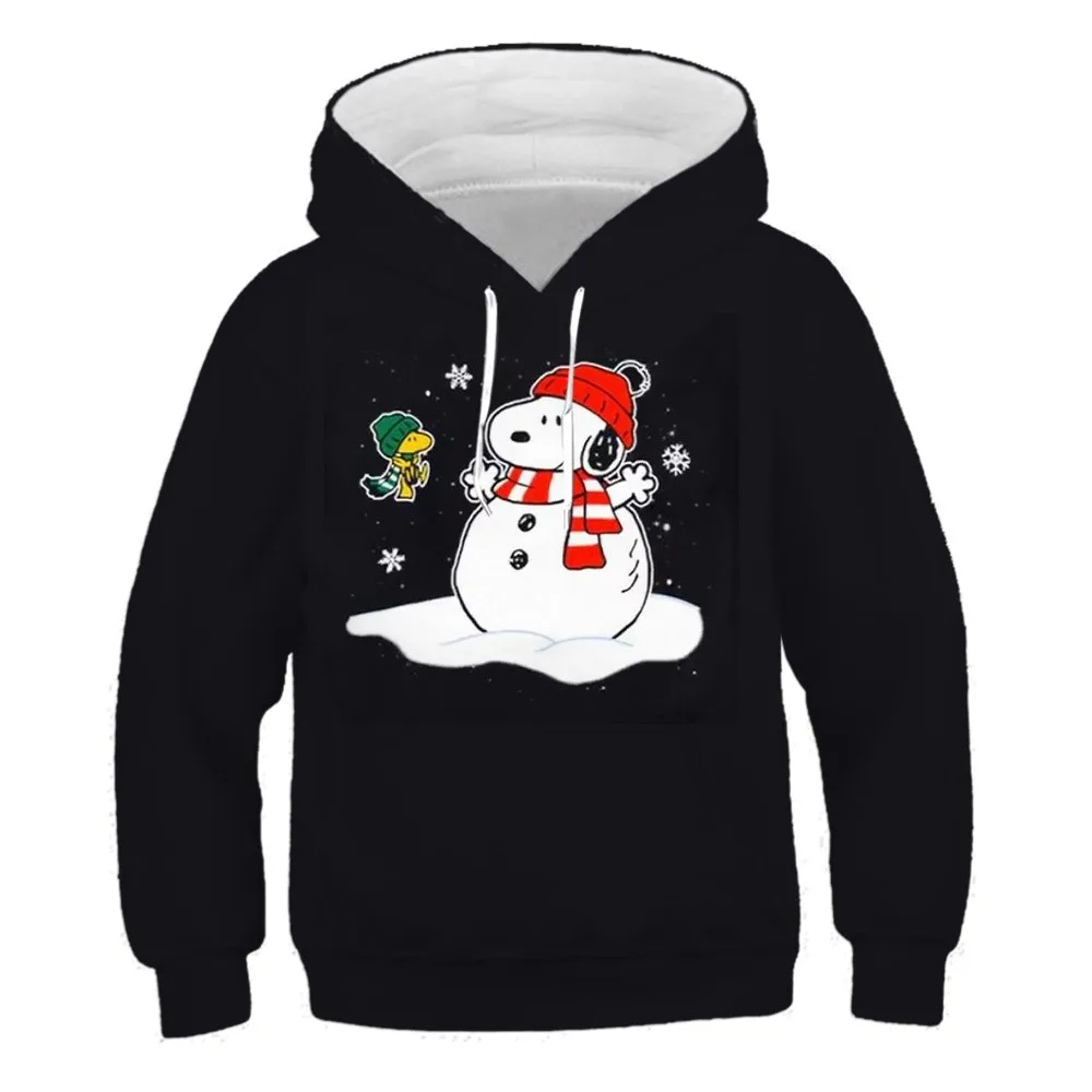 2024 new Christmas series Snoopy print round neck hoodie new boys and girls 2-14 years old autumn and winter sweatshirt