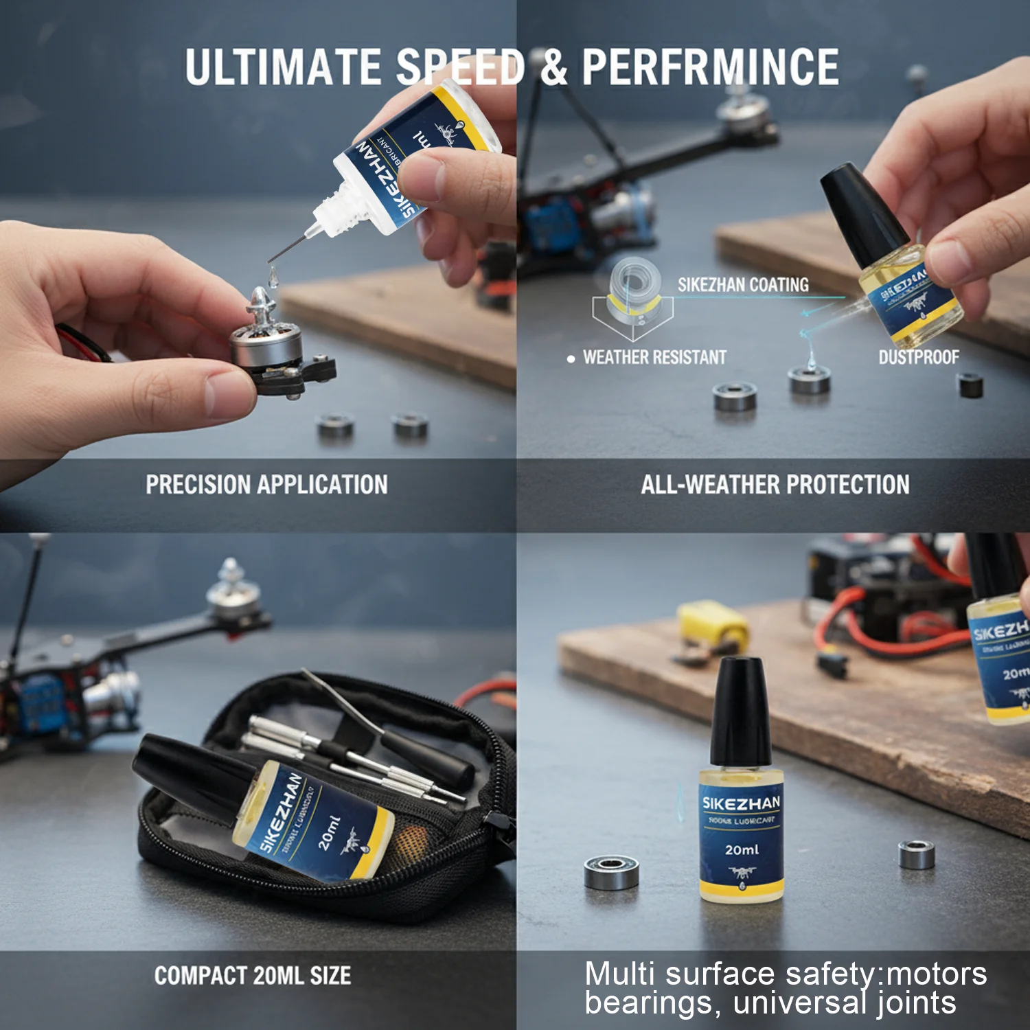 Premium FPV Drone Motor Bearing Oil - High Speed Brushless Lubricant for Racing Quadcopters - Low Friction Anti-Wear Maintenance