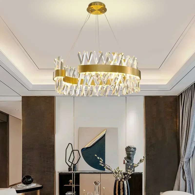 

Modern Custom Gold Large Nordic Chandeliers Bedroom Living Room Pendant Hanging Ceiling Light Led K9 Luxury Crystal Chandelier